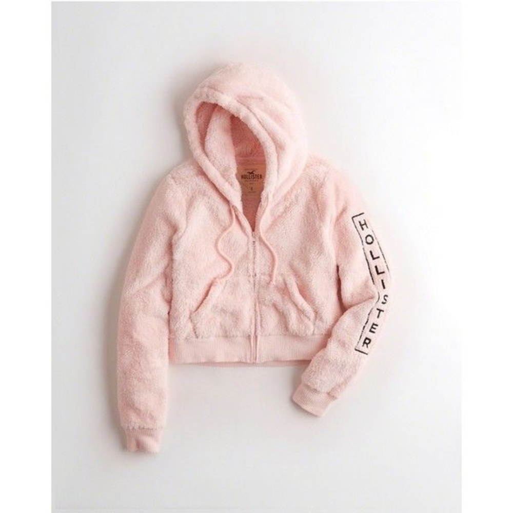 Blush/Pink Sherpa crop hoodie
